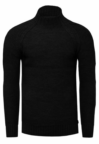 Coarse Knit Solid Coloured Stand-Up Sweater