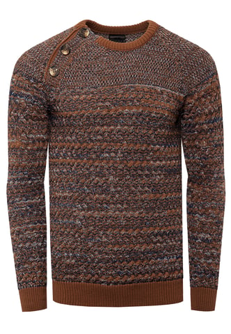 Side Button-Up Round Neck Sweater