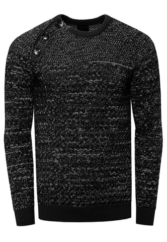 Side Button-Up Round Neck Sweater