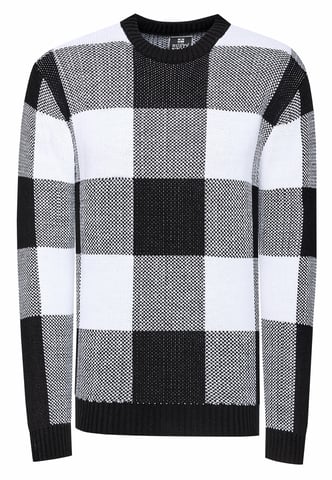 Heavy Plaid Contrast Coarse Knit Sweater