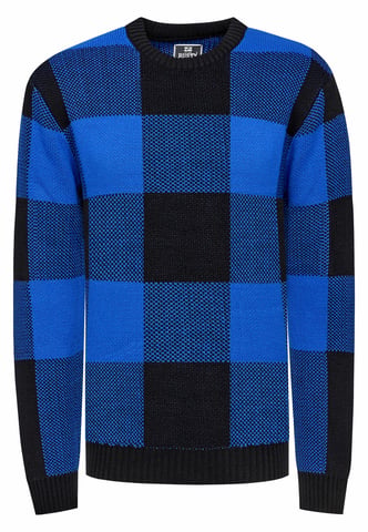 Heavy Plaid Contrast Coarse Knit Sweater