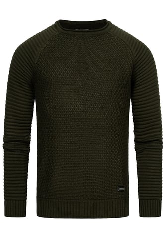 Heavy Biker Chunky Knit Round-Neck Sweater