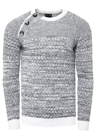 Side Button-Up Round Neck Sweater
