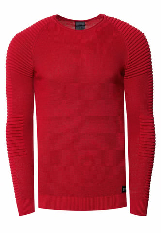 Slim Fit Fine Knit Biker Round Neck Sweater