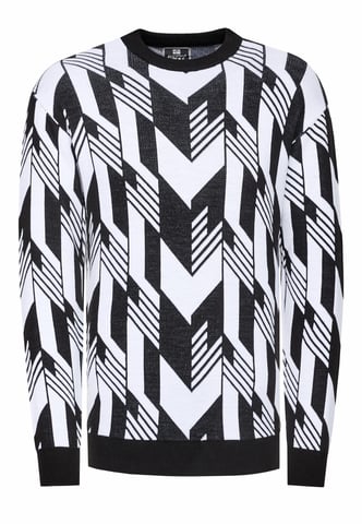 Contrast Fine Knit Round Neck Sweater