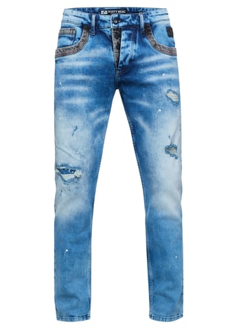 Jeans Pants "YOKOTE" Straight Fit Stone-Washed
