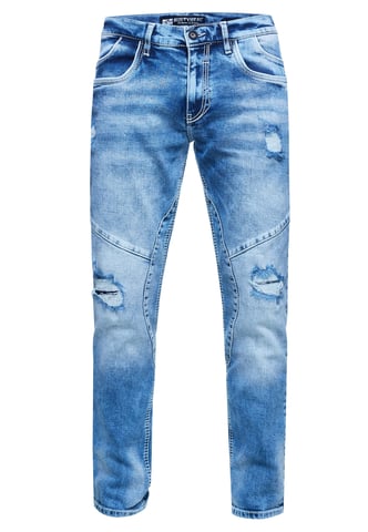 Jeans Trousers "NISHO" Straight-Fit Biker Cotton-Stretch