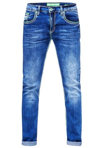 Jeans trousers "LEVIN" with neon green contrast seam