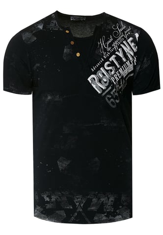 V-Neck T-Shirt Wash with Side Logo Print