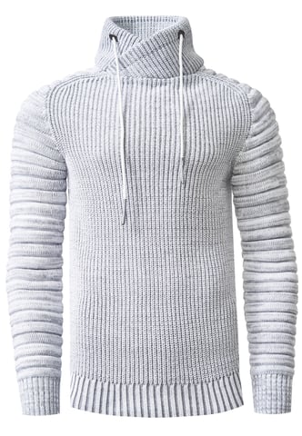 Biker Coarse Knit Standing Collar Sweater