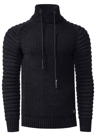 Biker Coarse Knit Standing Collar Sweater