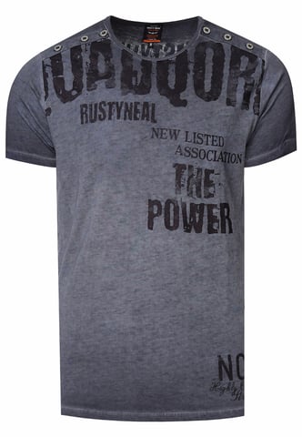 Washed T-shirt with double button placket