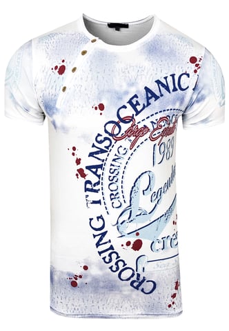 Round Neck T-Shirt with All Over Front Print