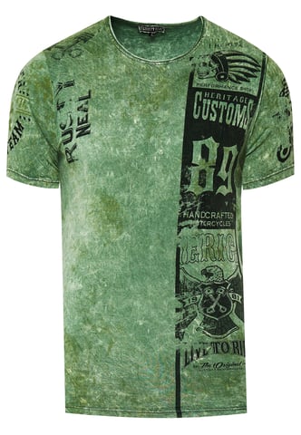 Washed Biker T-Shirt with Front & Back Prints