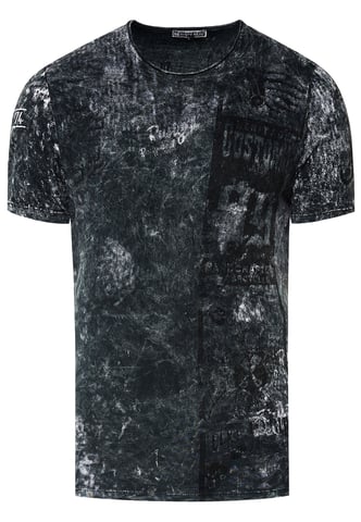 Washed Biker T-Shirt with Front & Back Prints