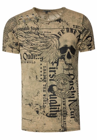 Washed T-shirt with "Flying-Skull" print