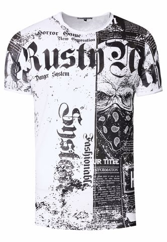 T-Shirt with American-Skull Westside Gang Banger Print