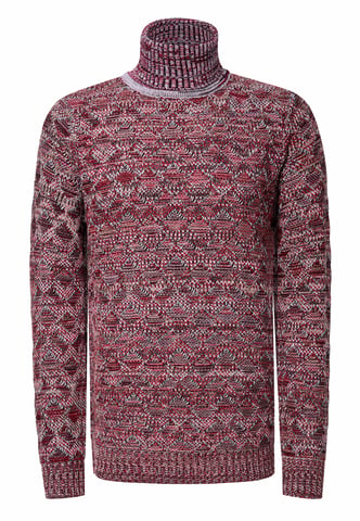 Contrast Coarse Knit Turtleneck Sweater