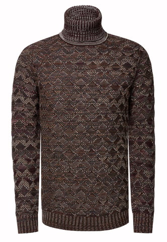 Contrast Coarse Knit Turtleneck Sweater