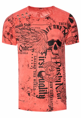 Washed T-shirt with "Flying-Skull" print