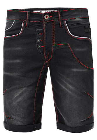 Jeans Shorts "RUBEN" with contrast seam and open button placket