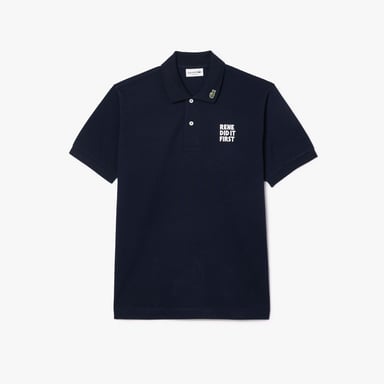 Heren Lacoste Classic Fit L.12.12 Text Poloshirt in Navy