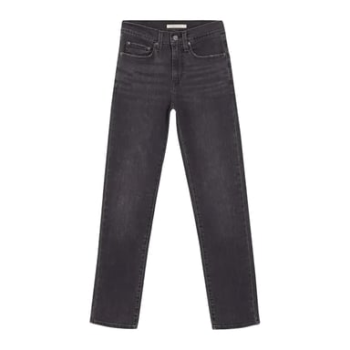 Levis Dam/Ladies 724 Out Of Mind Leather Patch Straight Leg High Rise Jeans (Svart)