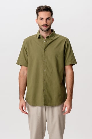 Short Sleeve Linen Shirt - Kiwi