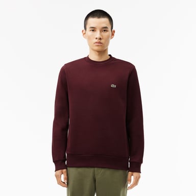 Heren Lacoste Fleece Crewneck Sweatshirt in roodbruin