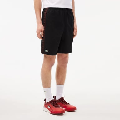 Heren Lacoste Diamond Taffeta tennisshort in zwart