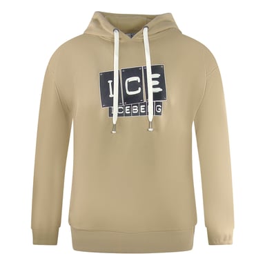 Ice Iceberg Bold Blocked Logo Beige Hoodie