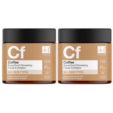 Dr Botanicals Koffie Superfood Verfrissende Gezichts Exfoliant 60ml x 2 Duo Pack