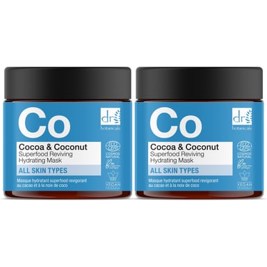Dr Botanicals Cacao & Kokosnee Superfood Revitaliserend Hydratatie Masker 60ml x 2 Duo Pack
