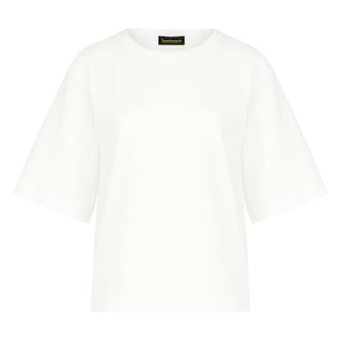 Oversized Mercerized Cotton T-Shirt with Elbow-Length Sleeves