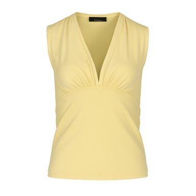 Yellow Sleeveless V-Neck Fitted Top – Soft Viscose-Blend Fabric
