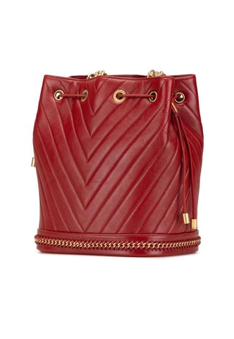 Chevron Quilted Lambskin Bucket Bag with Chain Strap