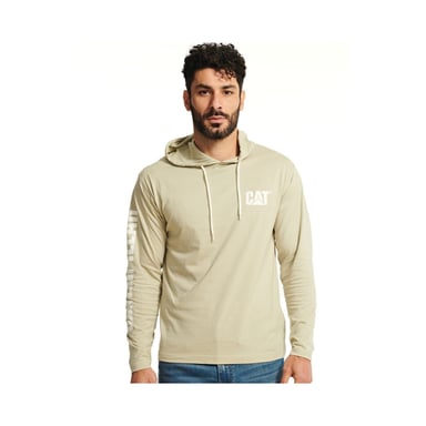 Caterpillar Hoodie Lange Mouwen Katoenen Heren Beigekleurig T-Shirt