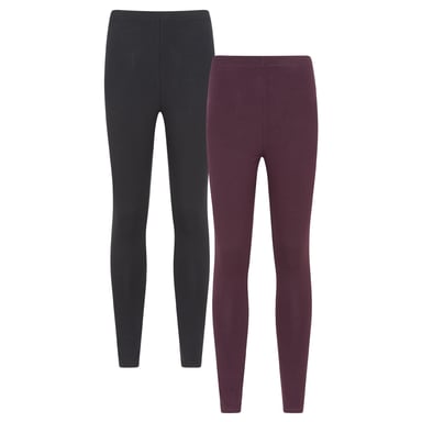 Mountain Warehouse Womens/Ladies Cotton Blend Midweight Leggings (Pack of 2) (Berry)