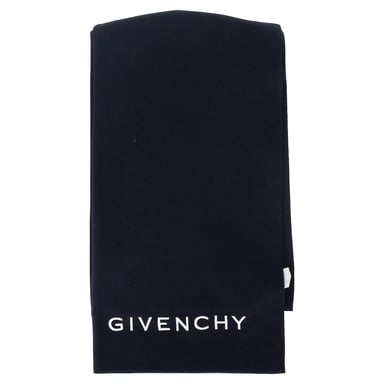 Givenchy Logo Scarf in Navy Blue Wool