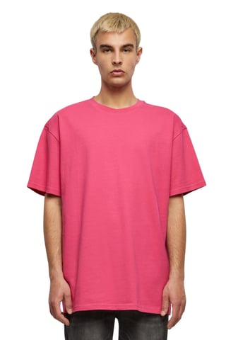 Zwaar oversized T-shirt - Hibiskus roze