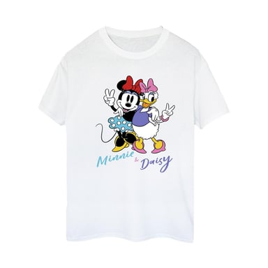 Disney Womens/Ladies Minnie Mouse And Daisy Cotton Boyfriend T-Shirt (White)