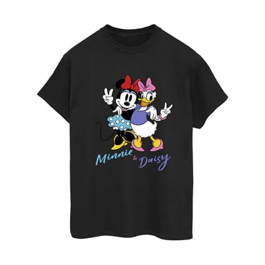 Disney Womens/Ladies Minnie Mouse And Daisy Cotton Boyfriend T-Shirt (Black)