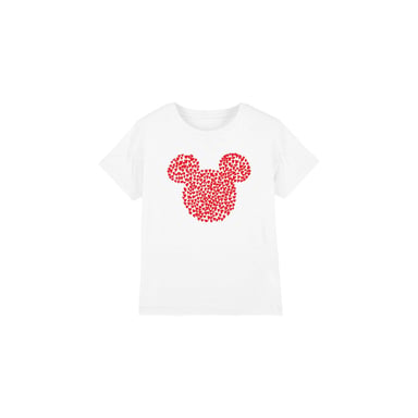 Disney Childrens/Kids Mickey Mouse Heart Ears Silhouette Valentine`s Day T-Shirt (White)