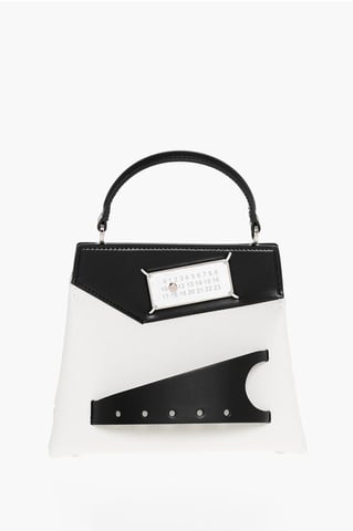 Two-Tone Leather SNATCHED Crossbody Bag in Black & White