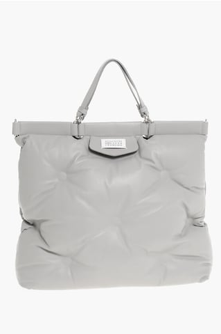 MM11 Quilted Leather GLAM SLAM Tote Bag in Gray