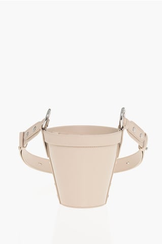 Patent Leather Bucket Bag with Adjustable Shoulder Strap in Pink