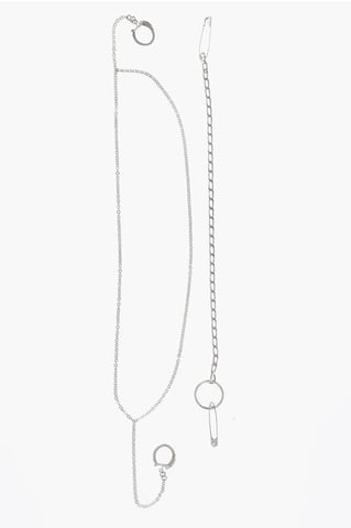 MM6 Pins with Safety Pins and Chains Desing in Silver