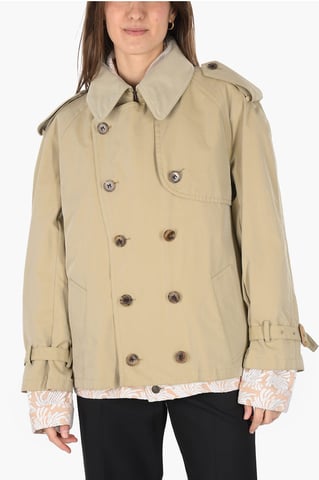 MM0 Mpaded double breasted blazer with inner mesh in Beige