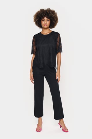 Blouse met korte mouwen Regular fit black