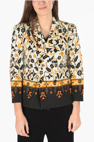 MM0 dubbelrijs blazer met geometrisch patroon in Multicolor